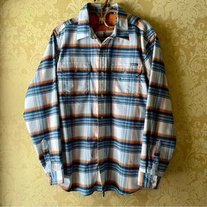 NWOT Men’s Eddie Bauer Blue & Orange Plaid Flannel Shirt